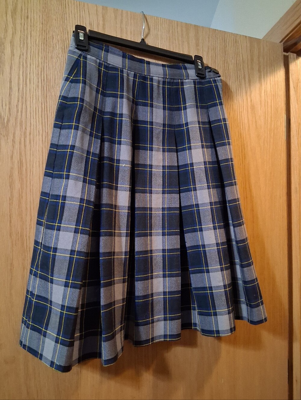Vintage Mr. Woodie by Solmes," pleated  plaid skirt, late mid-century design.